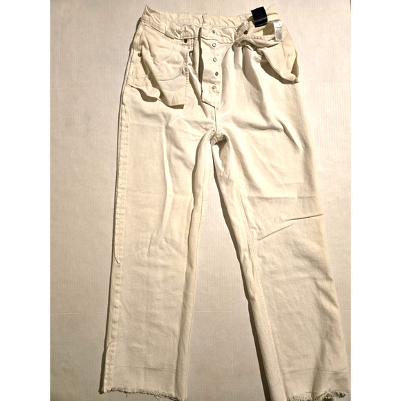 Womens Reformation Rowe Mid Rise Relaxed Straight Jeans Off White Size 30 - Picture 10 of 16